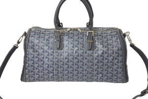 極美品 GOYARD ゴヤール クロワジエール35 ボストンバッグ グレー PVC レザー シルバー金具 中古 4c069428
