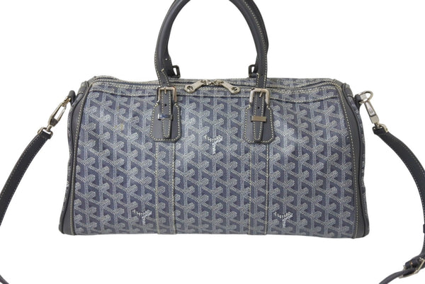極美品 GOYARD ゴヤール クロワジエール35 ボストンバッグ グレー PVC レザー シルバー金具 中古 4c069428