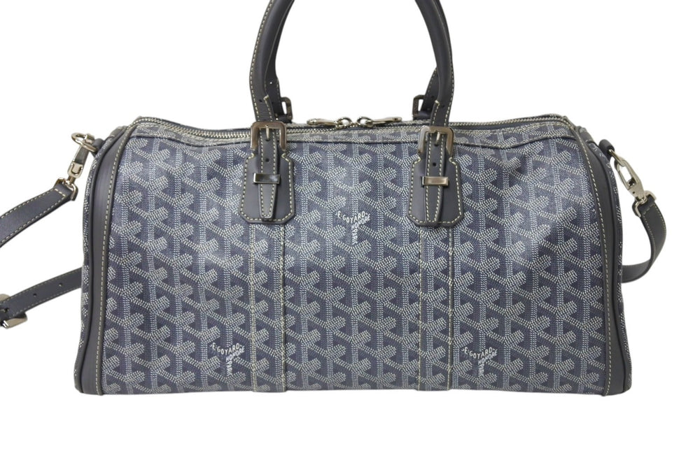 極美品 GOYARD ゴヤール クロワジエール35 ボストンバッグ グレー PVC レザー シルバー金具 中古 4c069428