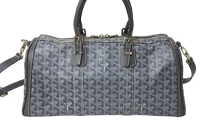 極美品 GOYARD ゴヤール クロワジエール35 ボストンバッグ グレー PVC レザー シルバー金具 中古 4c069428