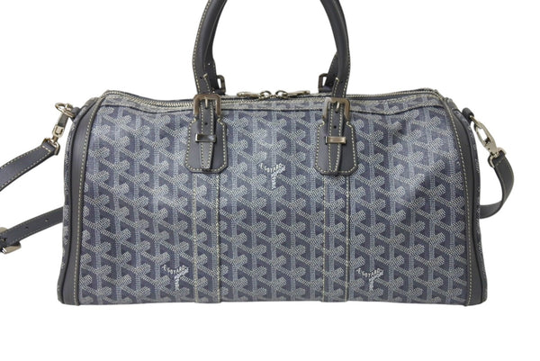 極美品 GOYARD ゴヤール クロワジエール35 ボストンバッグ グレー PVC レザー シルバー金具 中古 4c069428