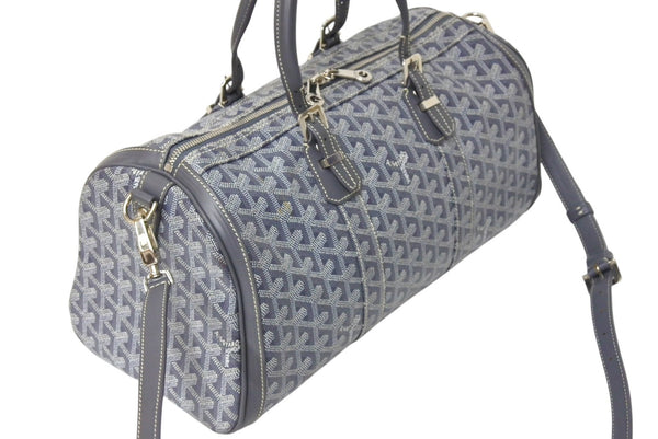 極美品 GOYARD ゴヤール クロワジエール35 ボストンバッグ グレー PVC レザー シルバー金具 中古 4c069428