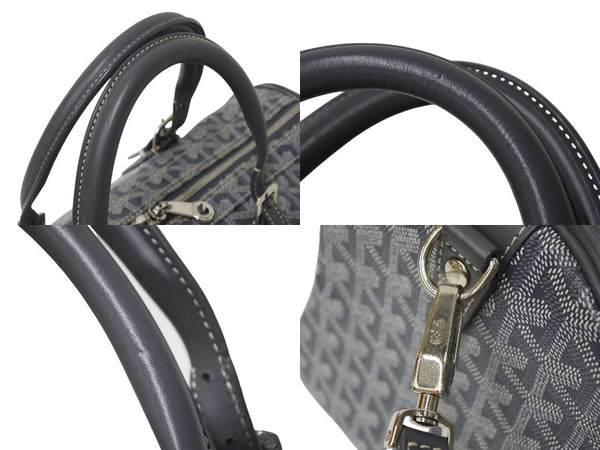 極美品 GOYARD ゴヤール クロワジエール35 ボストンバッグ グレー PVC レザー シルバー金具 中古 4c069428
