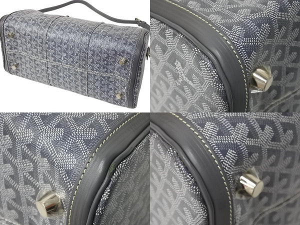 極美品 GOYARD ゴヤール クロワジエール35 ボストンバッグ グレー PVC レザー シルバー金具 中古 4c069428