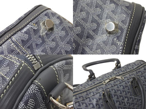極美品 GOYARD ゴヤール クロワジエール35 ボストンバッグ グレー PVC レザー シルバー金具 中古 4c069428