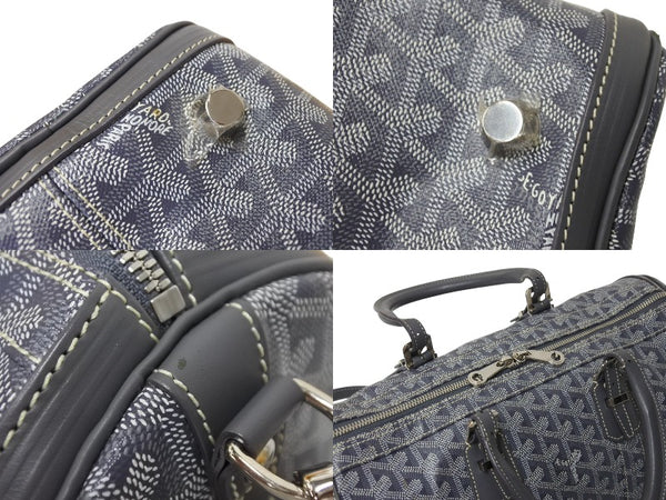 極美品 GOYARD ゴヤール クロワジエール35 ボストンバッグ グレー PVC レザー シルバー金具 中古 4c069428