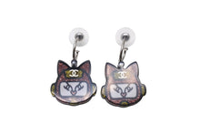 画像をギャラリービューアに読み込む, CHANEL シャネル ココマーク ピアス ガンメタ ゴールド コンビ アクセサリー ピンク A23K 美品 中古 4c069457
