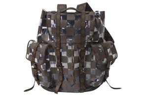 極美品 LOUIS VUITTON ルイヴィトン クリストファー MM リュック バックパック M20865 モノグラムチェス 22AW ブラウン クリア 中古 4c069484