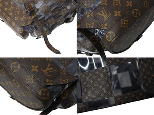 極美品 LOUIS VUITTON ルイヴィトン クリストファー MM リュック バックパック M20865 モノグラムチェス 22AW ブラウン クリア 中古 4c069484