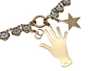 Load image into Gallery viewer, ChristianDior クリスチャンディオール ラインストーン エイジドメタル ハンドチャーム ネックレス ゴールド 48.3g 美品 中古 4c069509