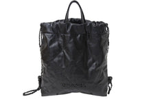Load image into Gallery viewer, CHANEL シャネル 22 リュック バックパック AS3313 カーフスキン オールブラック ロゴプレート キルティング 美品 中古 4c069521