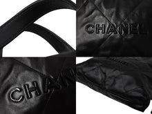Load image into Gallery viewer, CHANEL シャネル 22 リュック バックパック AS3313 カーフスキン オールブラック ロゴプレート キルティング 美品 中古 4c069521