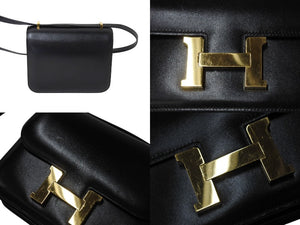 極美品 HERMES エルメス ショルダーバッグ コンスタンス3ミニ C刻印 ブラック カーフスキン ゴールド金具 中古 4c069537