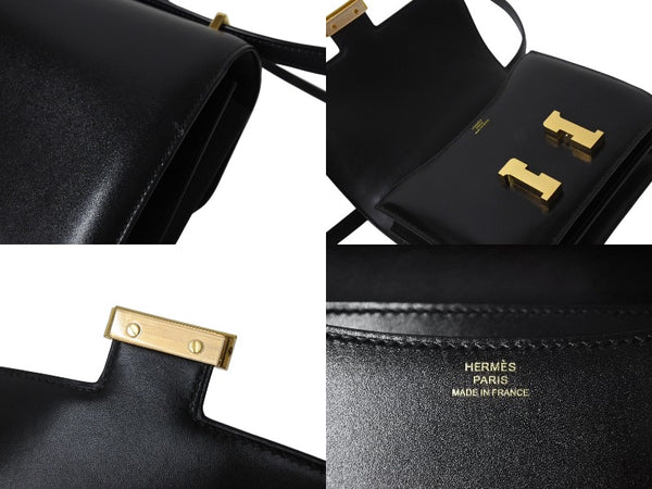 極美品 HERMES エルメス ショルダーバッグ コンスタンス3ミニ C刻印 ブラック カーフスキン ゴールド金具 中古 4c069537