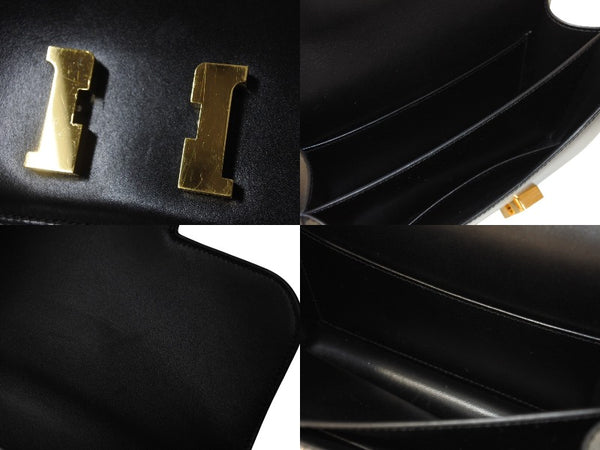 極美品 HERMES エルメス ショルダーバッグ コンスタンス3ミニ C刻印 ブラック カーフスキン ゴールド金具 中古 4c069537