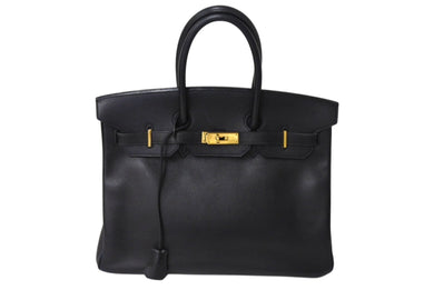 HERMES エルメス BIRKIN バーキン35 ブラック ゴールド金具 エプソン ハンドバッグ □H刻印 中古 4c069533