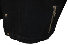 画像をギャラリービューアに読み込む, 新品未使用 CHROME HEARTS クロムハーツ デニムボアジャケット サイズXL ムートンライナー ダガージップ クロスボール ラムレザー 中古 4c069566