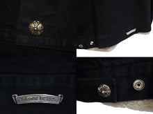 画像をギャラリービューアに読み込む, 新品未使用 CHROME HEARTS クロムハーツ デニムボアジャケット サイズXL ムートンライナー ダガージップ クロスボール ラムレザー 中古 4c069566