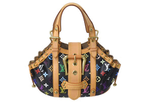 極美品 LOUIS VUITTON ルイヴィトン テダPM ハンドバッグ M92346 モノグラム マルチカラー PVC ヌメ革 ゴールド金具 中古 4c069616