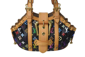 極美品 LOUIS VUITTON ルイヴィトン テダPM ハンドバッグ M92346 モノグラム マルチカラー PVC ヌメ革 ゴールド金具 中古 4c069616