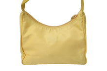 画像をギャラリービューアに読み込む, PRADA プラダ ホーボー ハンドバッグ MV515 トライアングルロゴ イエロー ナイロン シルバー金具 美品 中古 4c069619