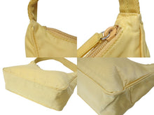 画像をギャラリービューアに読み込む, PRADA プラダ ホーボー ハンドバッグ MV515 トライアングルロゴ イエロー ナイロン シルバー金具 美品 中古 4c069619