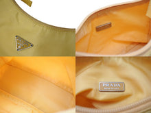 画像をギャラリービューアに読み込む, PRADA プラダ ホーボー ハンドバッグ MV515 トライアングルロゴ イエロー ナイロン シルバー金具 美品 中古 4c069619