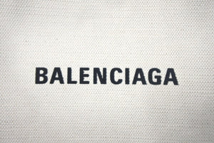 BALENCIAGA バレンシアガ クラッチバッグ ロゴ 568024 イタリア製 キャンバス レザー ホワイト ブラック シルバー金具 美品 中古 4c068620