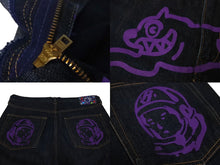 画像をギャラリービューアに読み込む, BILLIONAIRE BOYS CLUB ビリオネアボーイズクラブ フロントドッグ デニムパンツ ボトムス パープル ネイビー サイズL 美品 中古 4c069680