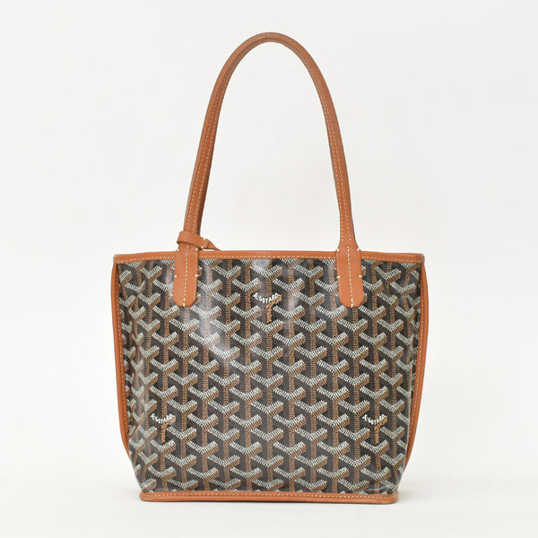 極美品 GOYARD ゴヤール アンジュミニポーチ ハンドバッグ ANJOUSMINCG33TY33P ブラウン レザー PVC 中古 4a000697