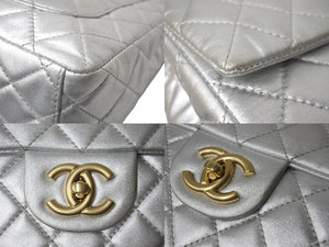 CHANEL シャネル デカマトラッセ32 シングルフラップ 12番台 ラムスキン シルバー ゴールド金具 美品 中古 4c069702