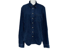 画像をギャラリービューアに読み込む, 未使用 CHROME HEARTS クロムハーツ デニム長袖シャツ LOOSE ENDS ブルー デニム クロスパッチ シルバー金具 サイズM 中古 4c069728
