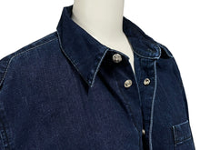 画像をギャラリービューアに読み込む, 未使用 CHROME HEARTS クロムハーツ デニム長袖シャツ LOOSE ENDS ブルー デニム クロスパッチ シルバー金具 サイズM 中古 4c069728