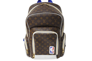 新品同様 LOUISVUITTON ルイヴィトン NBA バックパック リュックサック ブルー ホワイト ブラウン M45581 ゴールド金具 中古 4c069758