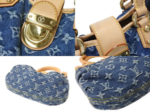 極美品 LOUIS VUITTON ルイヴィトン モノグラムデニム プリ―ティ ハンドバッグ ブルー ゴールド金具 M95020 中古 4c069739