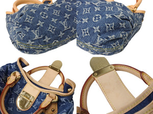 極美品 LOUIS VUITTON ルイヴィトン モノグラムデニム プリ―ティ ハンドバッグ ブルー ゴールド金具 M95020 中古 4c069739