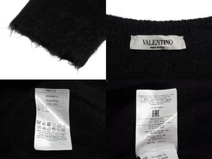 極美品 VALENTINO ヴァレンチノ モヘア ニット VLTN ブランドロゴ UV0KC12B6U5 ブラック ホワイト サイズM 中古 4c069788