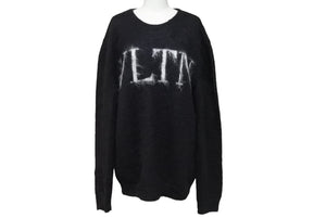 極美品 VALENTINO ヴァレンチノ モヘア ニット VLTN ブランドロゴ UV0KC12B6U5 ブラック ホワイト サイズM 中古 4c069788