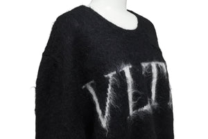 極美品 VALENTINO ヴァレンチノ モヘア ニット VLTN ブランドロゴ UV0KC12B6U5 ブラック ホワイト サイズM 中古 4c069788