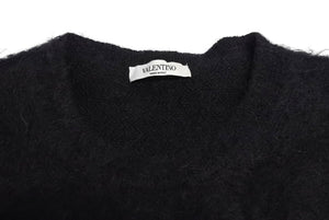 極美品 VALENTINO ヴァレンチノ モヘア ニット VLTN ブランドロゴ UV0KC12B6U5 ブラック ホワイト サイズM 中古 4c069788