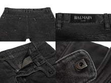 Load image into Gallery viewer, BALMAIN バルマン デニム パンツ ブラック ボトムス バイカー コットン サイズ29 S5HT551 美品 中古 4c069791