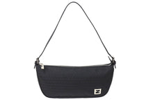 画像をギャラリービューアに読み込む, 極美品 FENDI フェンディ ズッキーノ アクセサリーポーチ ブラック 総柄 ロゴ ハンドバッグ キャンバス レザー 中古 4c069809