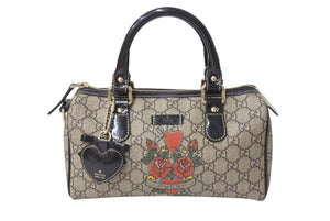 GUCCI グッチ ハンドバッグ 190257 497717 GGスプリーム タトゥープリント ハートチャーム レザー ゴールド金具 美品 中古  4c069810 – Casanova Vintage