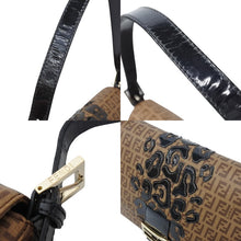 画像をギャラリービューアに読み込む, FENDI フェンディ マンマバケット ワンショルダーバッグ 8BR001 ズッキーノ柄 レオパード刺繍 PVC エナメルレザー ゴールド金具 美品 中古 4c069814