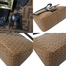 画像をギャラリービューアに読み込む, FENDI フェンディ マンマバケット ワンショルダーバッグ 8BR001 ズッキーノ柄 レオパード刺繍 PVC エナメルレザー ゴールド金具 美品 中古 4c069814