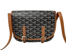 Load image into Gallery viewer, Goyard ゴヤール ベルヴェデーレPM ショルダーバッグ フランス製 PVC レザー ブラック ブラウン シルバー金具 美品 中古 4c069820