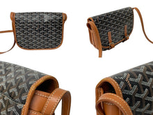 Load image into Gallery viewer, Goyard ゴヤール ベルヴェデーレPM ショルダーバッグ フランス製 PVC レザー ブラック ブラウン シルバー金具 美品 中古 4c069820