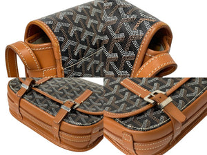 Goyard ゴヤール ベルヴェデーレPM ショルダーバッグ フランス製 PVC レザー ブラック ブラウン シルバー金具 美品 中古 4c069820