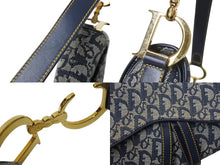 画像をギャラリービューアに読み込む, Christian Dior クリスチャンディオール サドルバッグ ガリアーノ期 01年 ハンドバッグ トロッター柄 レザー ネイビー 美品 中古 4c069823