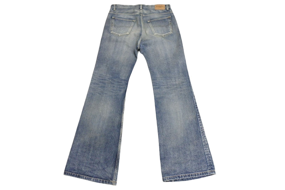 BALENCIAGA バレンシアガ フレアデニムパンツ 697829 サイズM 22AW ウォッシュ加工 インディゴブルー 美品 中古 4c069827